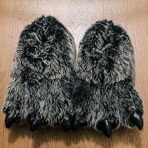 Fuzzy monster feet slippers